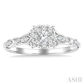 3/8 Ctw Round Lovebright Diamond Engagement Ring in 14K White Gold